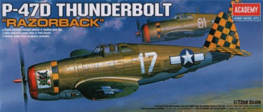 Academy - Academy 12492 1/72 P-47D "Razor-Back" Thunderbolt Plastic Model Kit