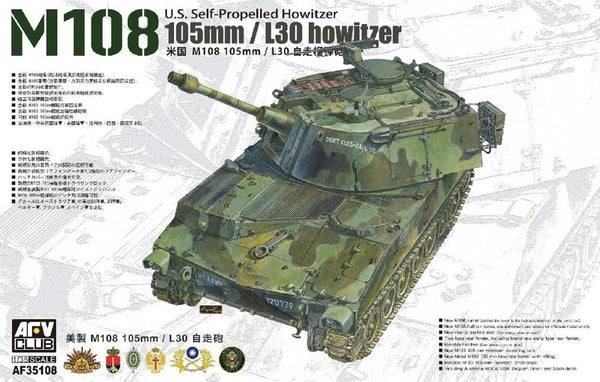 AFV Club AF35108 1/35 105mm/L30 howitze M108 U.S. SelfPropelled Howitze  AUS DECAL Plastic Model Ki