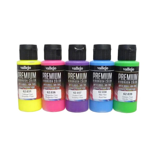 62102 Premium Colour Fluos Colors 5 Colour Set Acrylic Airbrush Paint