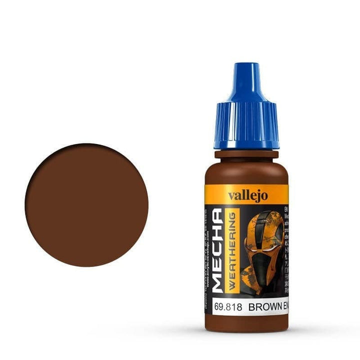 Vallejo - Vallejo 69818 Mecha Colour Brown Engine Soot (Matt) 17ml Acrylic Paint