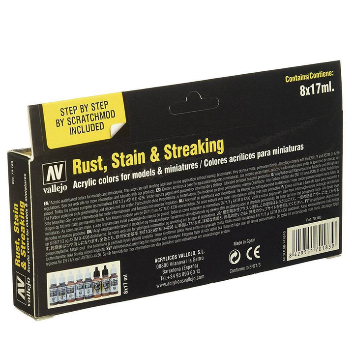 Vallejo - Vallejo 70183 Model Colour Rust, Stain & Streaking Acrylic Paint Set