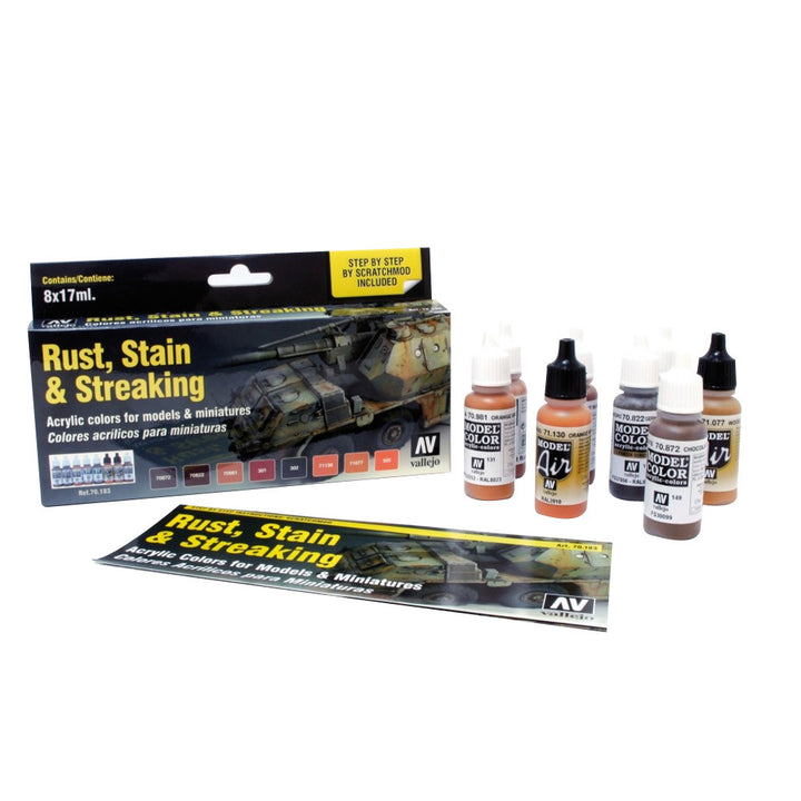 Vallejo - Vallejo 70183 Model Colour Rust, Stain & Streaking Acrylic Paint Set