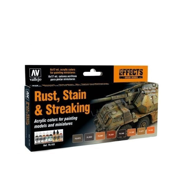 Vallejo - Vallejo 70183 Model Colour Rust, Stain & Streaking Acrylic Paint Set