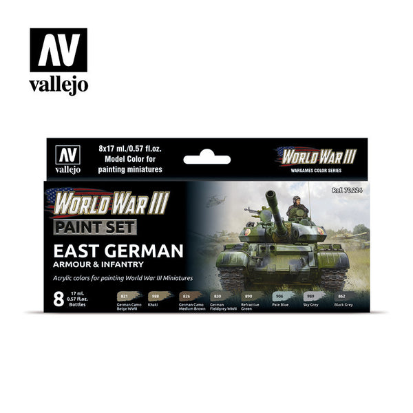 70224 Model Colour WWIII East German Armour and Infantry Acrylic 8 Colour Paint Set