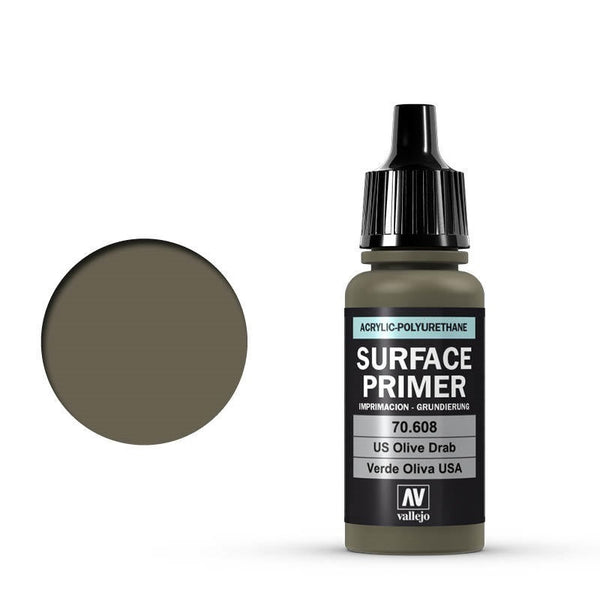 Vallejo - Vallejo 70608 Surface Primer US Olive Drab 17 ml