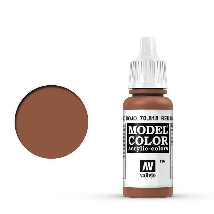 Vallejo - Vallejo 70818 Model Colour Red Leather 17 ml Acrylic Paint