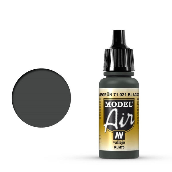 Vallejo - Vallejo 71021 Model Air Black Green RLM70 17 ml Acrylic Airbrush Paint