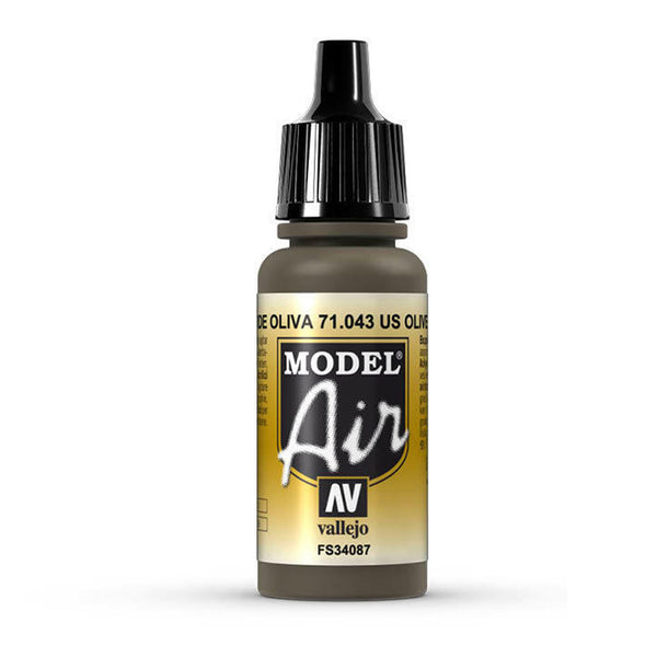 Vallejo - Vallejo 71043 Model Air US Olive Drab 17 ml Acrylic Airbrush Paint