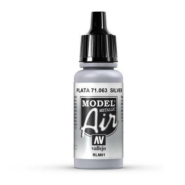 Vallejo - Vallejo 71063 Model Air Silver RLM 01 17 ml Acrylic Airbrush Paint