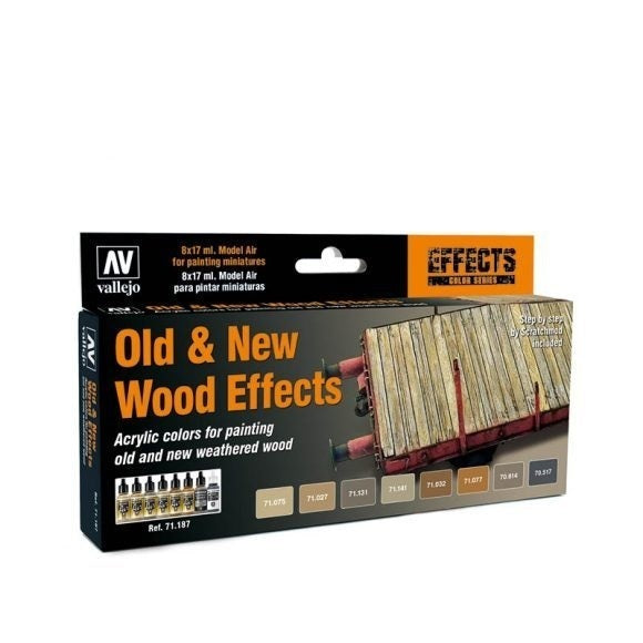 Vallejo - Vallejo 71187 Model Air Old & New Wood Effects Colour Acrylic Airbrush Paint Set