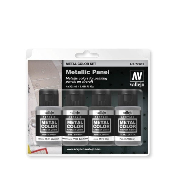 Vallejo - Vallejo 77601 Metal Colour Metallic Panel 4 Colour Acrylic Paint Set