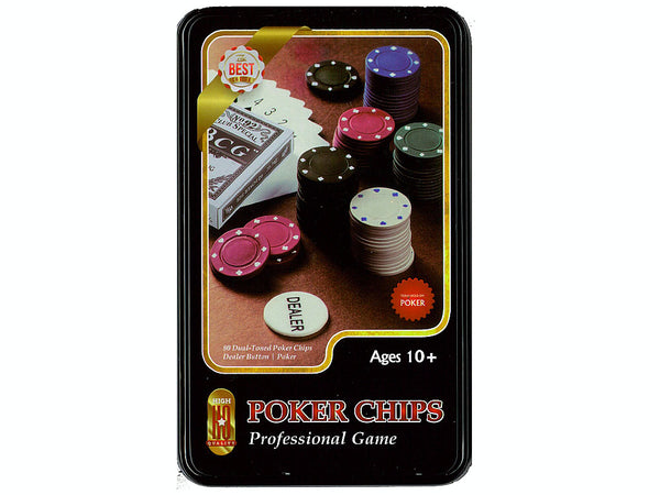 Poker Chips (80) In Tin With Cards