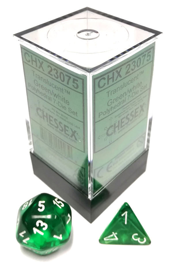 Translucent Green/White 7Die Set