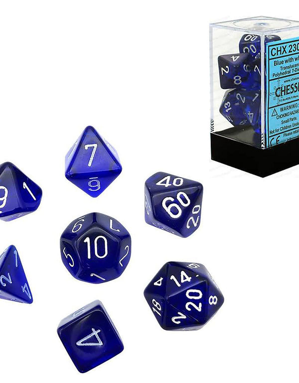 Translucent Blue/White 7Die Set