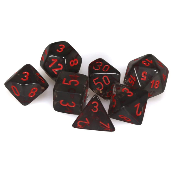 23088 Translucent Polyhedral Smoke/Red 7Die Set