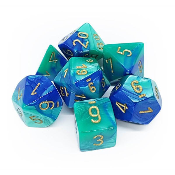 Chessex - Gemini Blue & Teal with Gold 7-Die Set