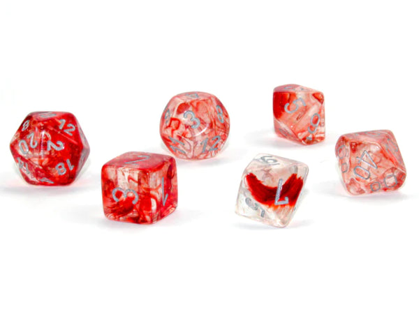 27554 Nebula Polyhedral Red/Silver Luminary 7Die Set