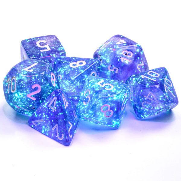 27577 Borealis Polyhedral Purple/White Luminary 7Die Set