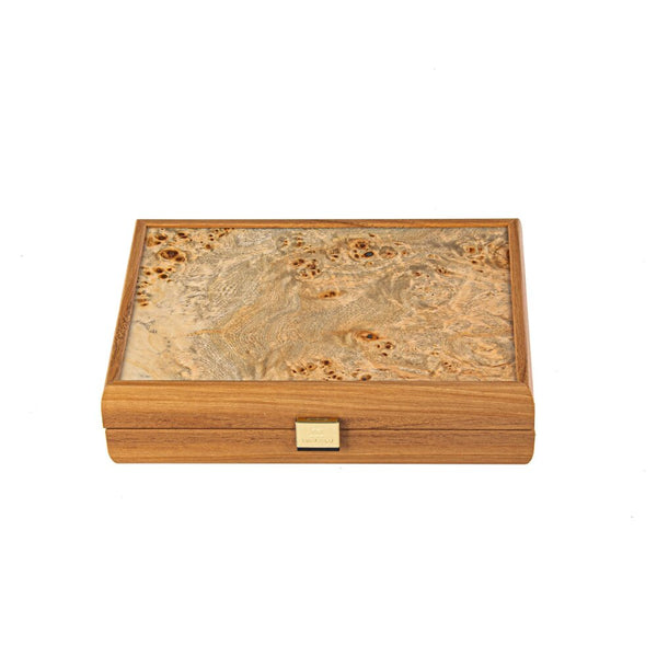 Plastic coated playing cards in wooden case with Lupo burl 24x17cm