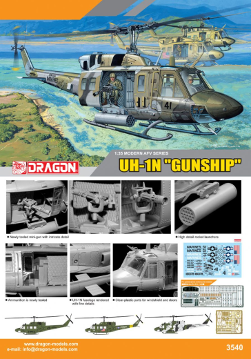 3540 1/35 UH1N   Gun Ship   Plastic Model Kit