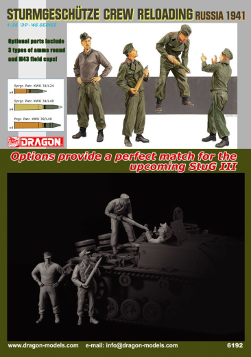 Dragon 6192 1/35 Sturmgeschutze Crew Reloading Russia 1941 Plastic Model Kit