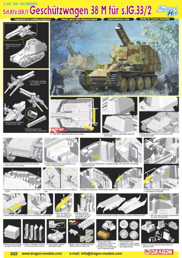 Dragon - Dragon 6429 1/35 Sd.Kfz.138/1 Geschutzwagen 38 M fur s.IG.33/2 Plastic Model Kit