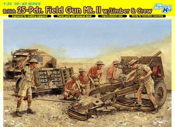 Dragon 6675 1/35 BRITISH 25Pdr. FIELD GUN Mk.II w/LIMBER & CREW (SMART KIT)