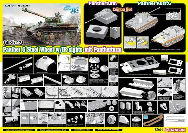 6941 1/35 Panther Ausf.G Late + Pantherturm Plastic Model Kit