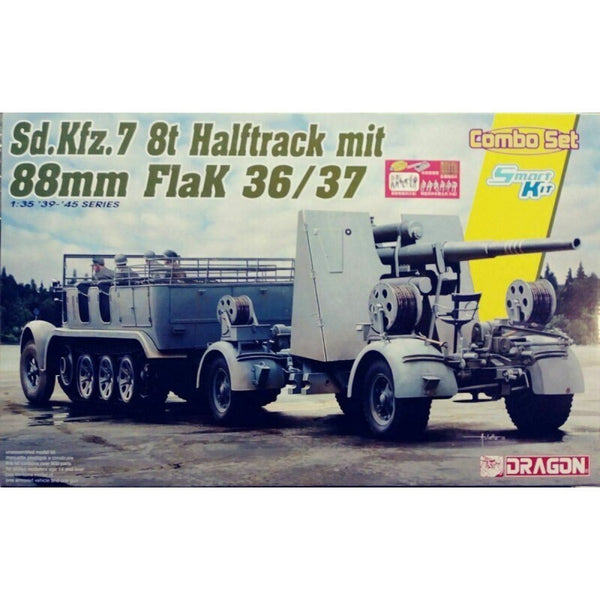 Dragon - Dragon 6948 1/35 Sd.Kfz.7 8(t) Halftrack + 88mm FlaK 36/37 Plastic Model Kit