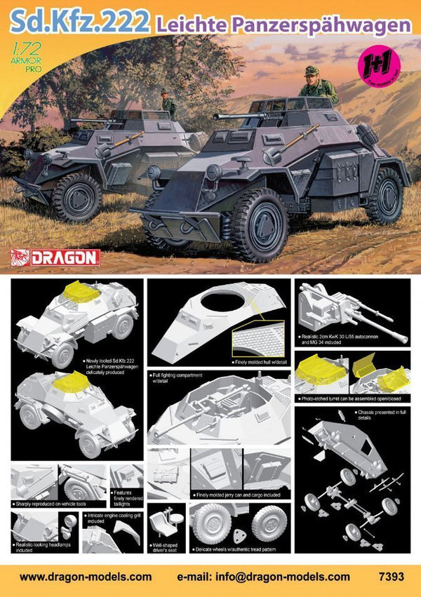 7393 1/72 Sd.Kfz.222 Plastic Model Kit