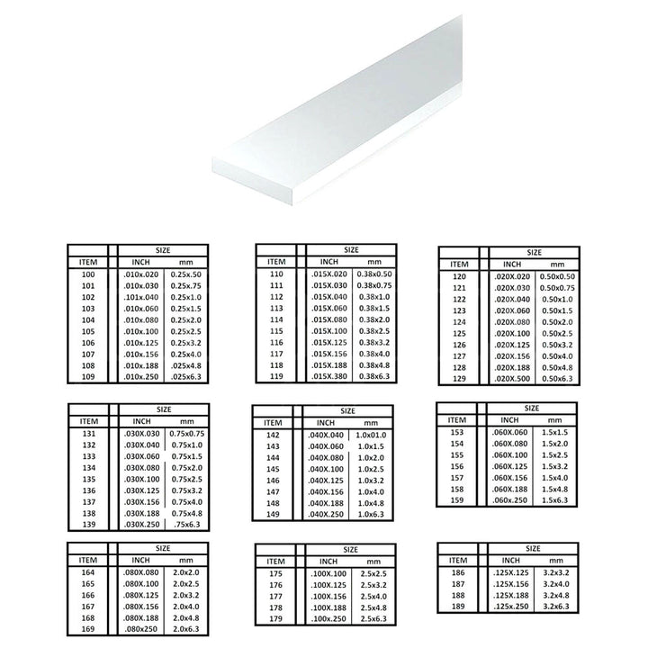 Evergreen - Evergreen 166 White Polystyrene Strip 0.080 x 0.125 x 14" / 2mm x 3.2mm x 36cm