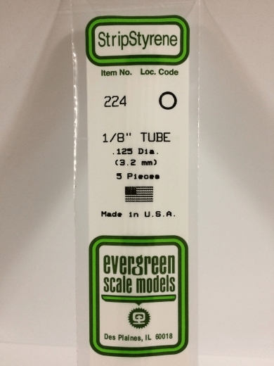 Evergreen - Evergreen 224 White Polystyrene Tube 0.125 x 14" / 3.2mm x 36cm