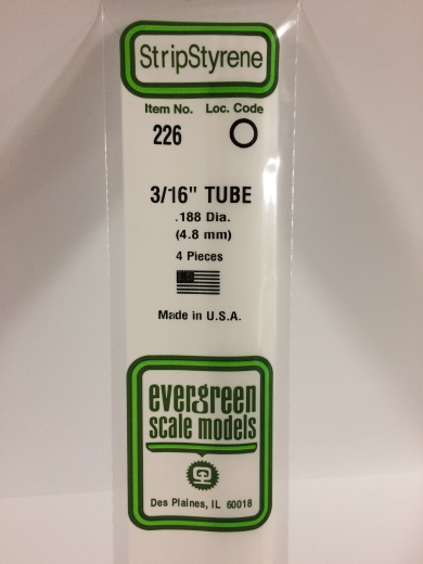 Evergreen - Evergreen 226 White Polystyrene Tube 0.187 x 14" / 4.7mm x 36cm