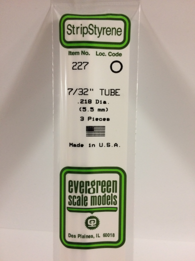 227 White Polystyrene Tube 0.219 x 14   / 5.6mm x 36cm