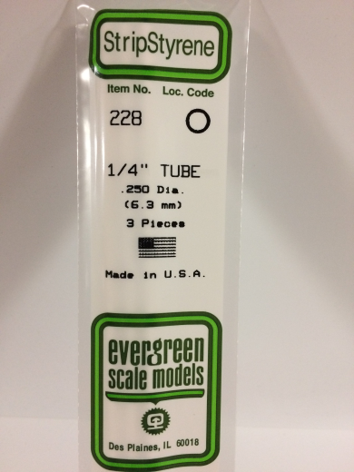 228 White Polystyrene Tube 0.250 x 14   / 6.4mm x 36cm