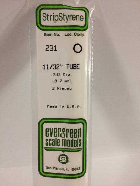 Evergreen - Evergreen 231 White Polystyrene Tube 0.344 x 14" / 8.7mm x 36cm