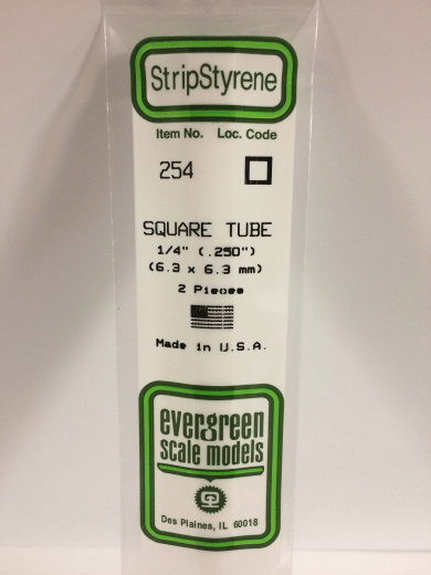 Evergreen - Evergreen 254 White Polystyrene Square Tube 0.250 x 14" / 6.4mm x 36cm