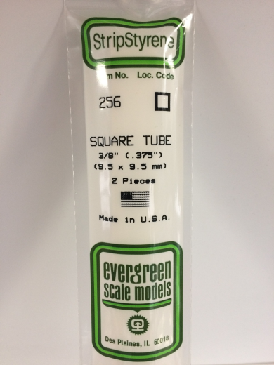 256 White Polystyrene Square Tube 0.375 x 14   / 9.5mm x 36cm