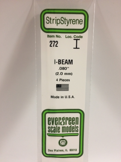 272 White Polystyrene IBeam 0.080 x 14 / 2mm x 36cm