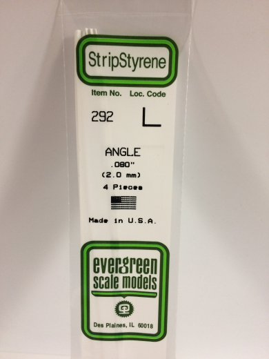 292 White Polystyrene Angle 0.080 x 14   / 2mm x 36cm