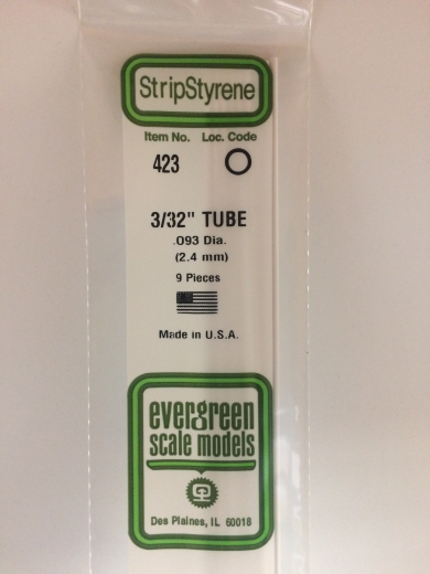 423 White Polystyrene Round Tube 0.093 x 24   / 2.4mm x 61cm