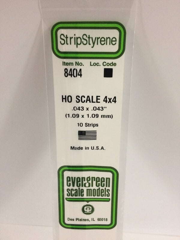 8404 White Polystyrene HO Scale Strip 0.046 x 0.046 x 14