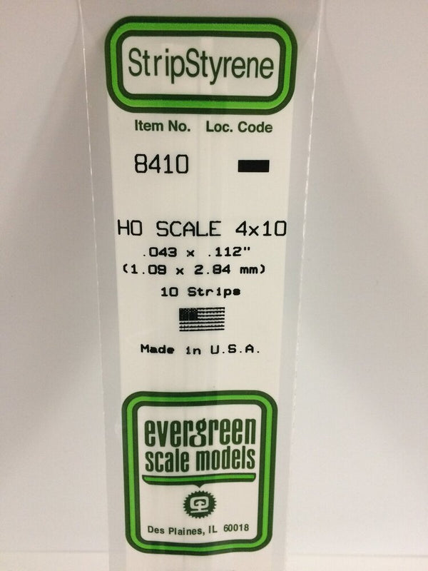 8410 White Polystyrene HO Scale Strip 0.046 x 0.115 x 14