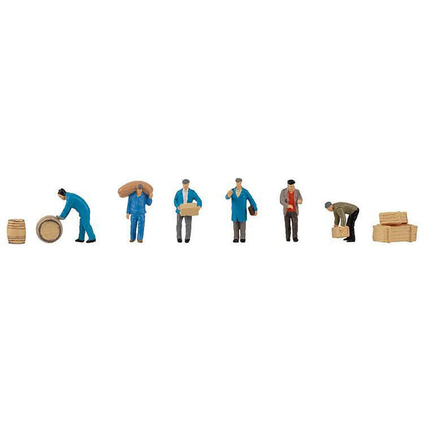 Freight workers with parcels and barrels