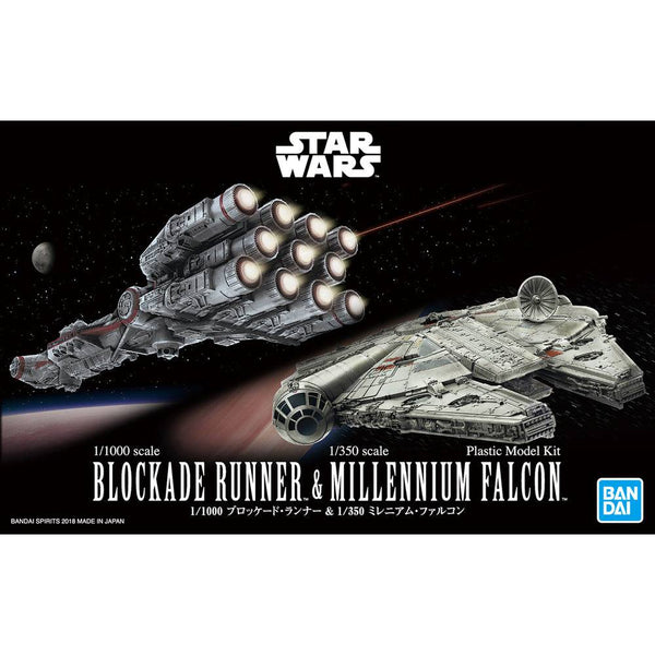 Bandai - 1/1000 BLOCKADE RUNNER & 1/350 MILLENNIUM FALCON