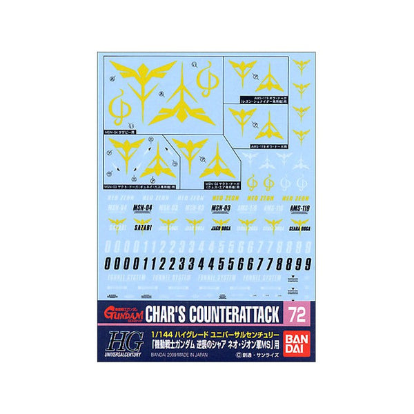 GUNDAM DECAL 72 CHARS COUNTERATTACK ZEON