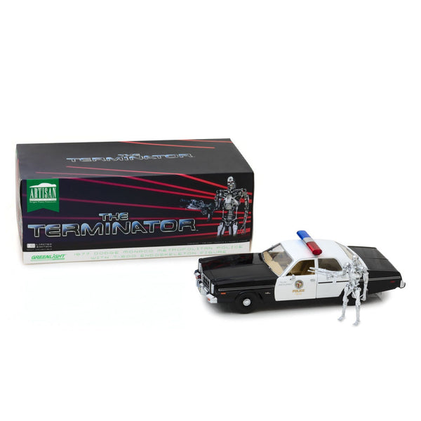 GreenLight - 1:18 The Terminator (1984) 1977 Dodge  Monaco Metropolitan Police w/ T-800 Endoskeleton Figure (Artisan Collection)