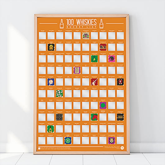 Bucket List Scratch Poster  100 Whiskies