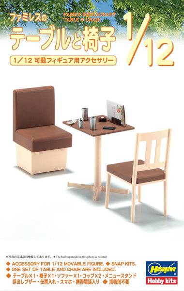 Hasegawa - 1/12 FAMILY RESTAURANT TABLE & CHAIR