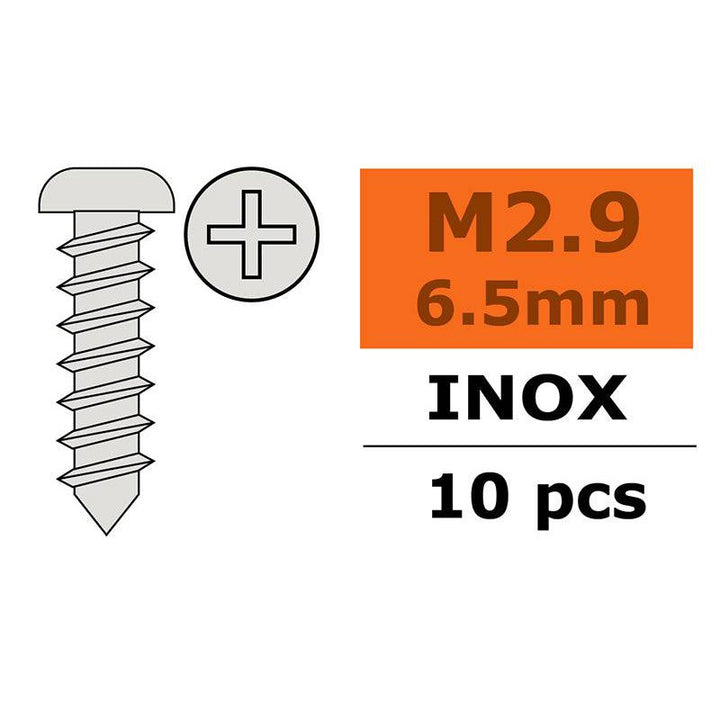 G-Force - G-Force 0275-001 Self-tapping Pan Head Screw - 2.9X6.5mm - Inox (10)